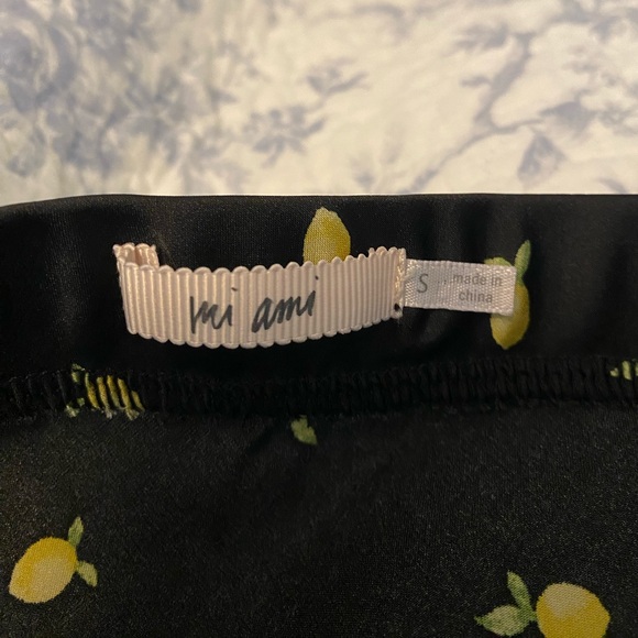 Mi Ami by Francesca’s Lemon Print Satin Style Midi Skirt Size Small - Picture 3 of 4